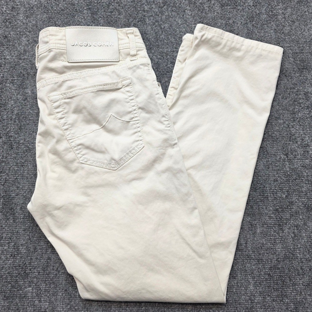Jacob Cohen Bard Men's Luxury Denim Jeans 31x29 Cream Made in Italy Vakko Chinos